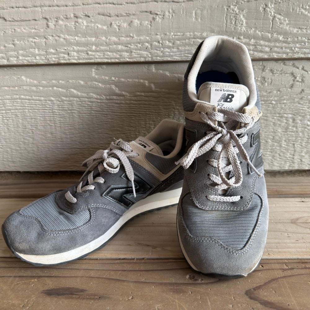 New Balance Men's Charcoal and White Sneakers